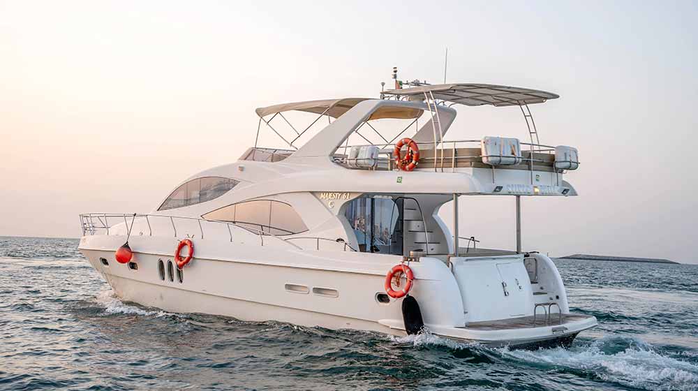 side view of silvercreek luxury boat in arabian sea